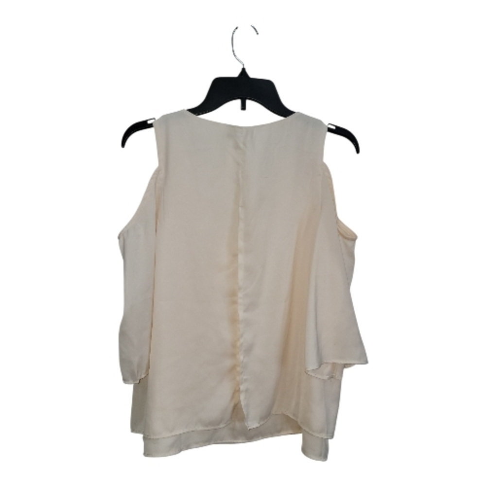 Large XOXO Cream Cold Shoulder Boho Flowy Layered 3/4 Bell Sleeve Blouse - Picture 4 of 6
